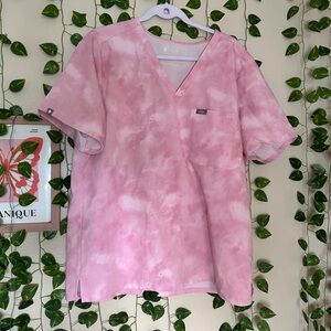 Women’s figs scrub pink marbled XXL